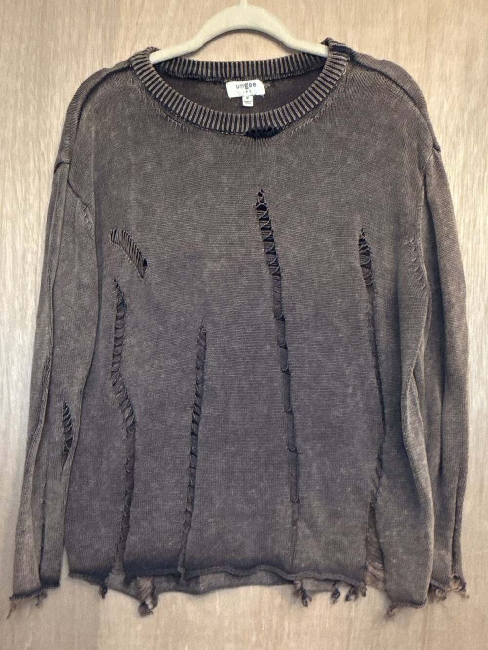 Umgee USA Distressed Grunge Knit Pullover Sweater